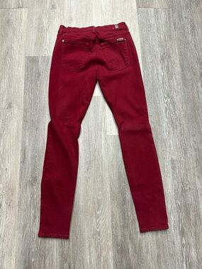 seven for all mankind, deep, red skinny jeans size 28